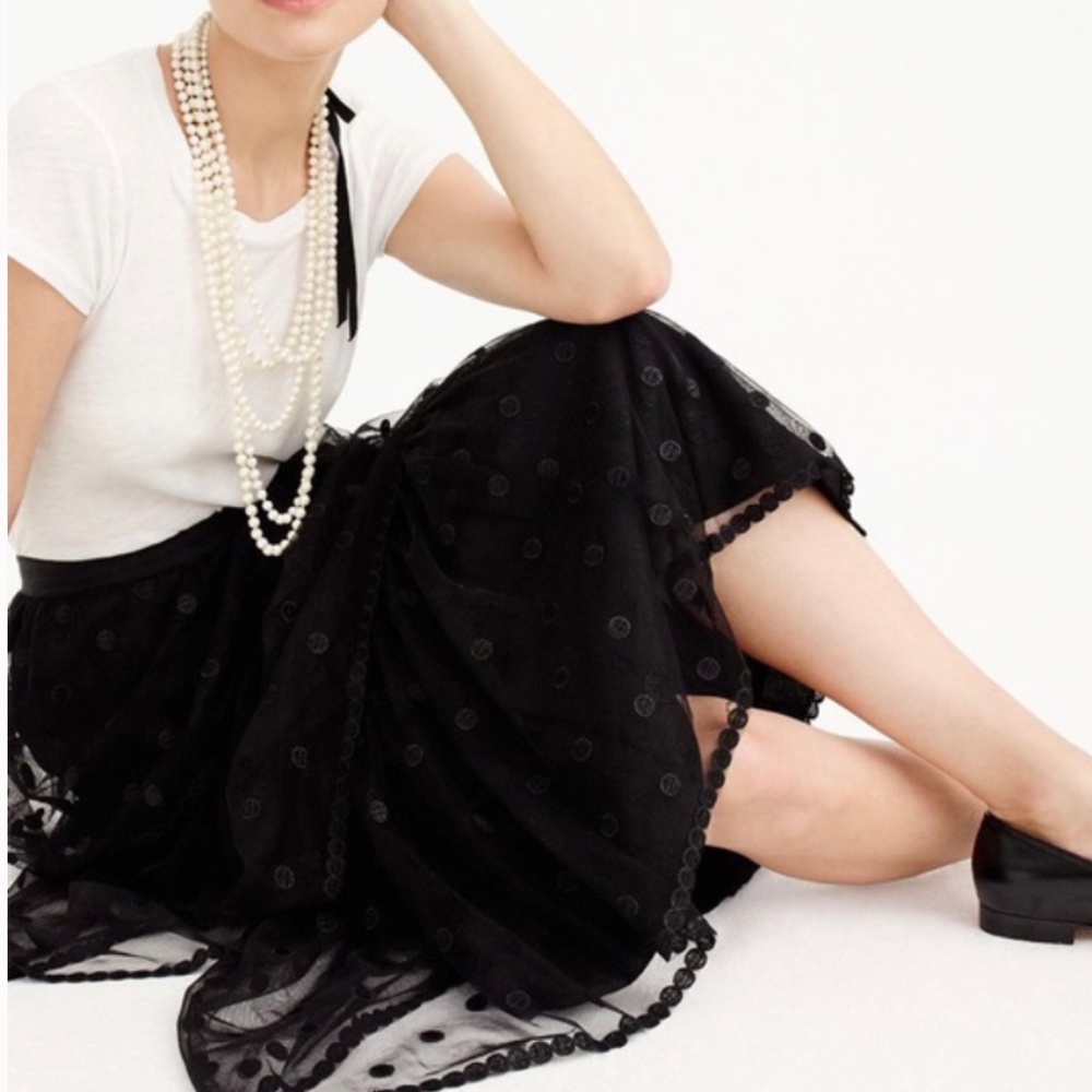 J Crew/ NWT /Tiered Skirt in Polka Dot Embroidered Tulle/Size 10